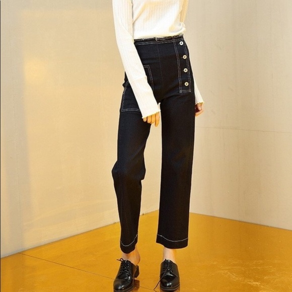 Genuine People Denim - Genuine People High Waist Button Up Crop Jeans